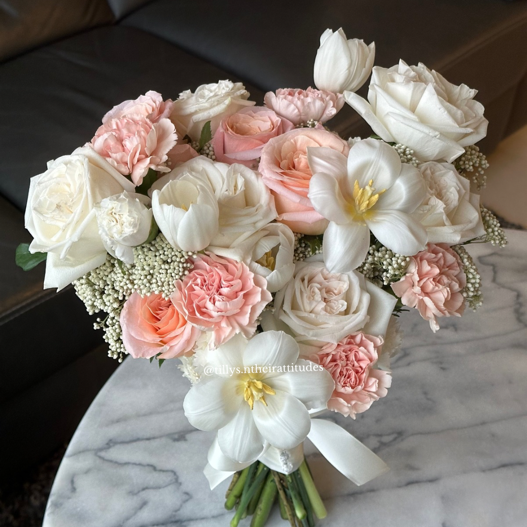 Soft Vow | Roses & Tulips Bridal Bouquet